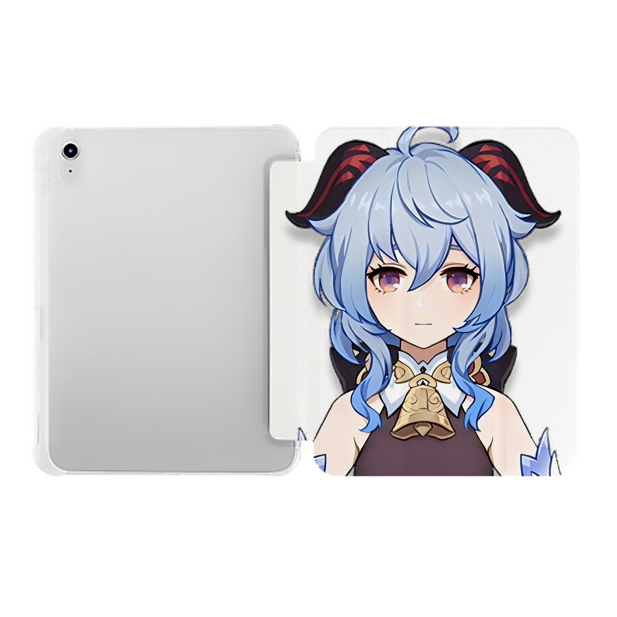 げんし神 甘雨 かんう genshin Ganyu IPad ケース ペン収納付き 三つ折りスタンド PUレザー×シリコン 対応機種9.5/10.5/10.9インチ